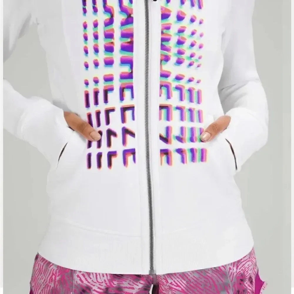 Lululemon Scuba Full Zip Hoodie White Seawheeze NEW